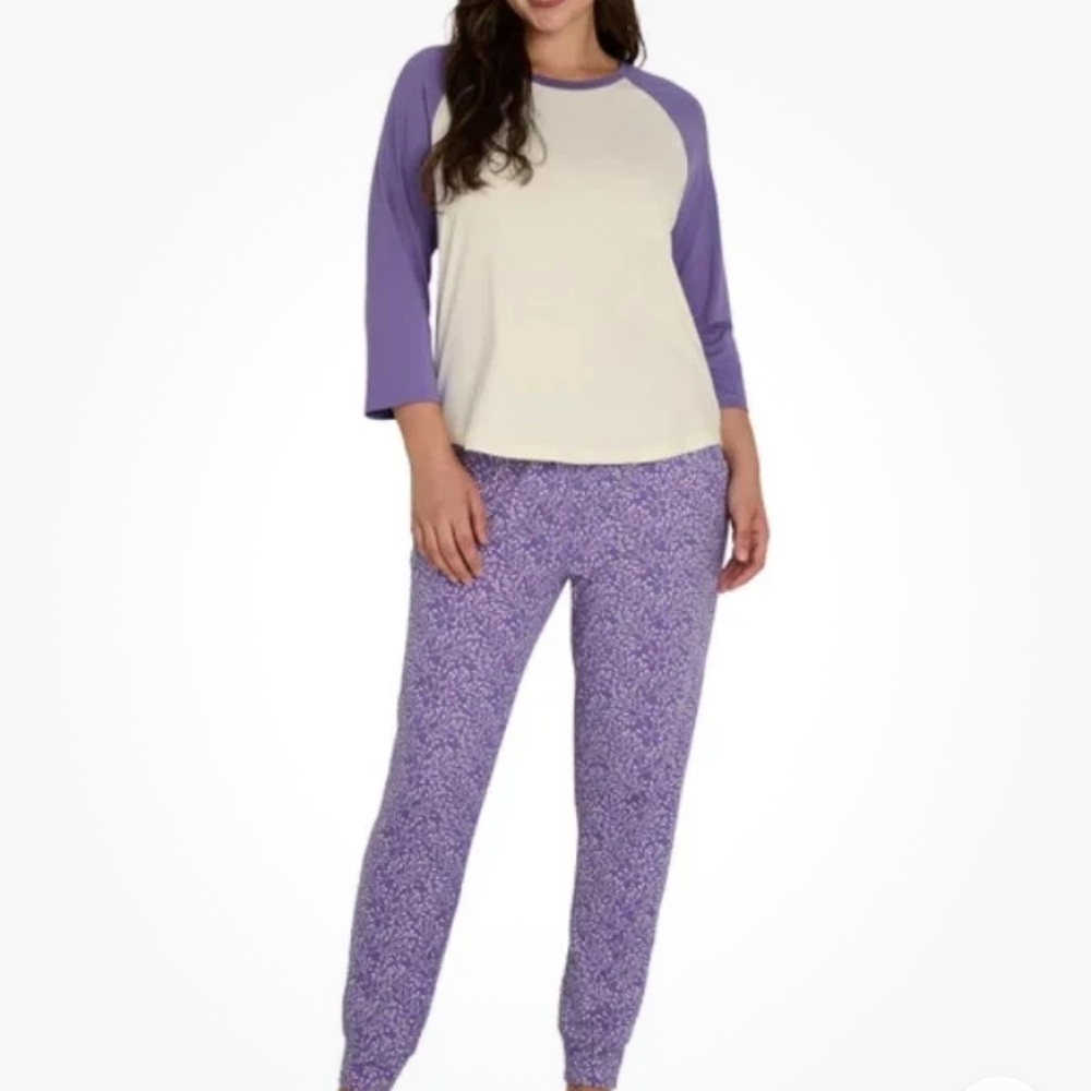 Women's Purple and Cream Sleepwear Set